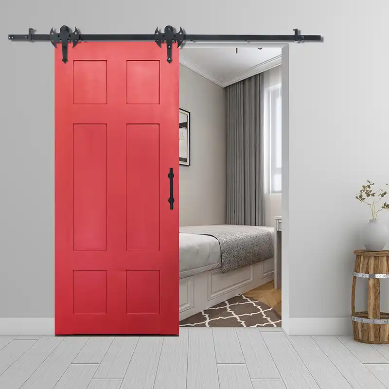 para puerta doble 167CM//5.5FT Puerta de granero corredera estilo r/ústico puerta de granero corredera de madera para armario puerta granero herraje colgadocon gu/ía rodamientos deslizantes