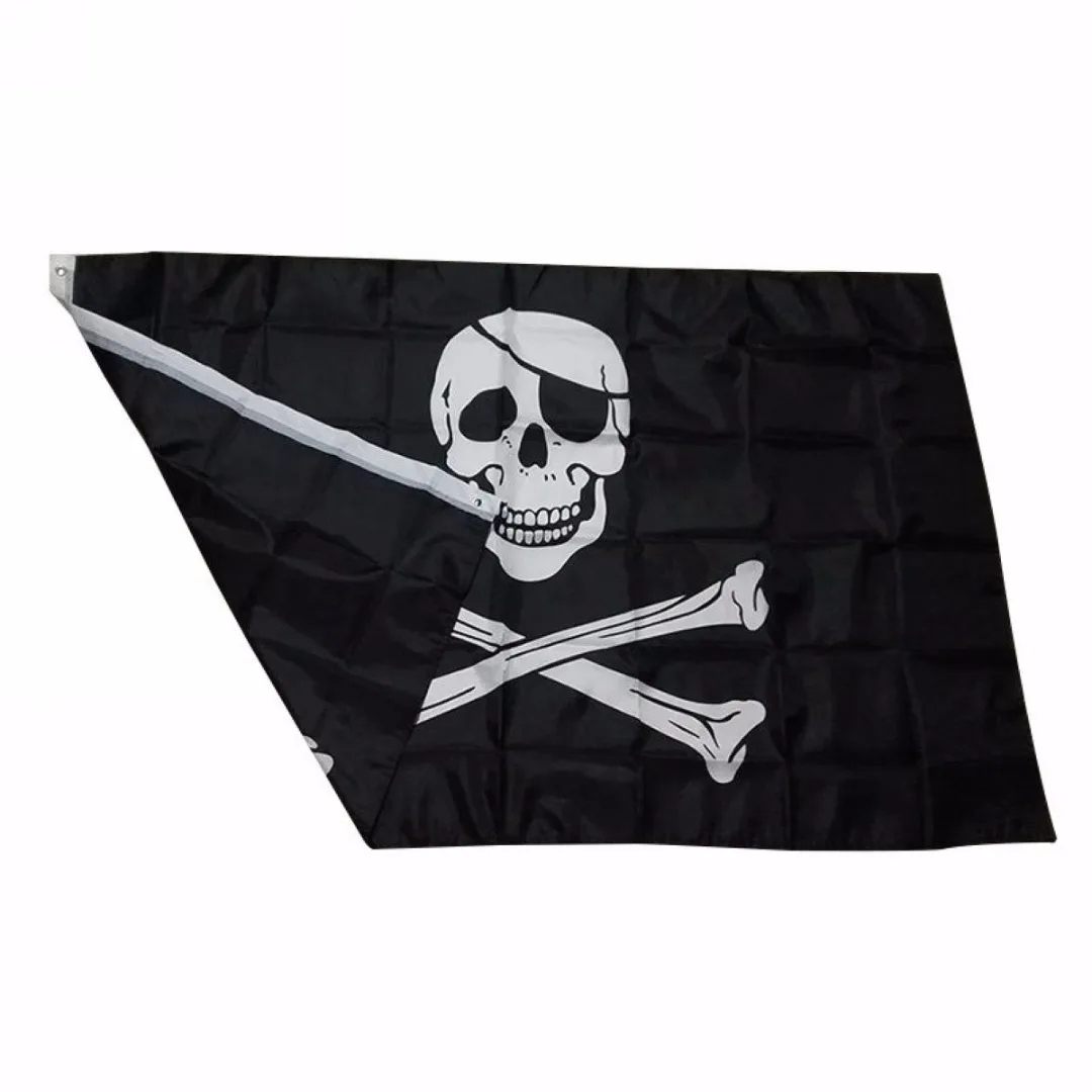 Mayitr Halloween Decor Skull and Cross Bone Sword Jolly Roger Pirate Flag 90x150cm