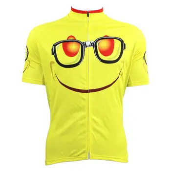 

Alien SportsWear GEEK Pattern Men's Short Sleeve Bike Clothes Yellow Quick Dry Cycling Jersey Size XS-5XL