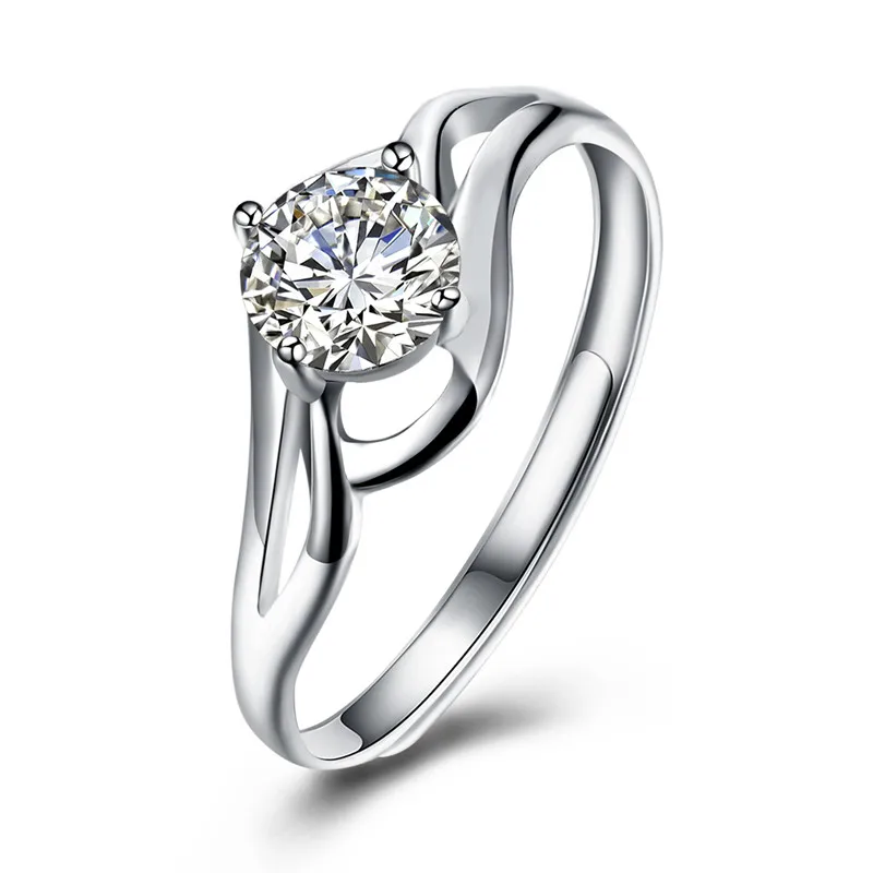 925 Silver Ring Simple Adjustable Engagement Ring Women's Wedding Band