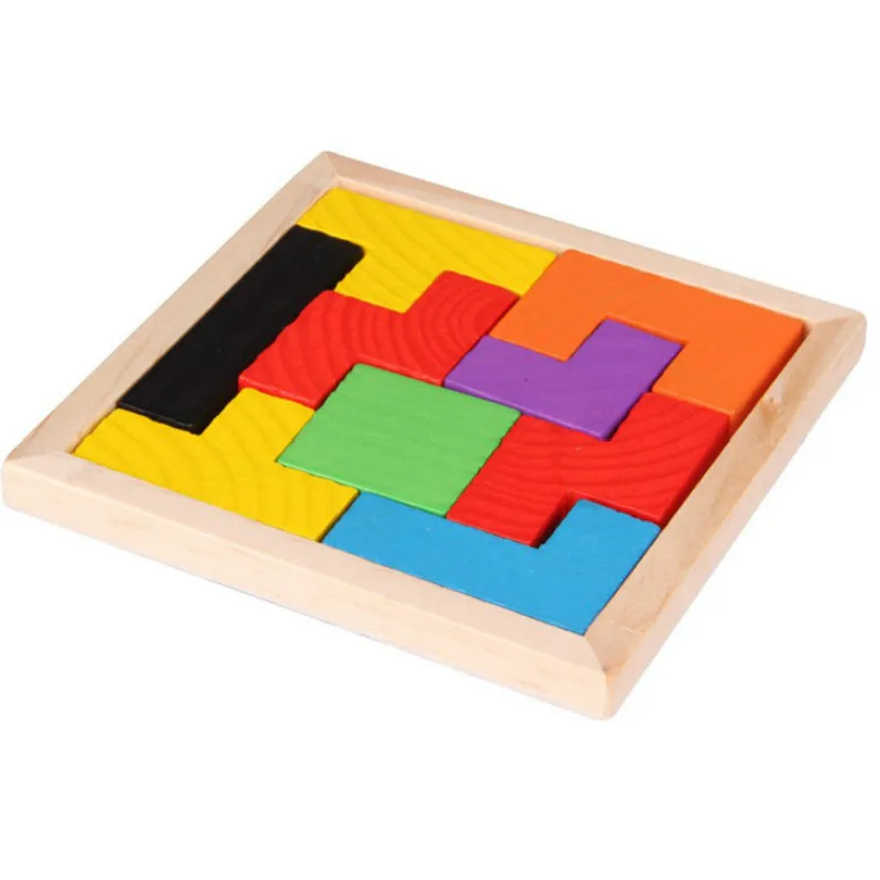 

one piece Wooden toys Tetris Game Educational Toy Jigsaw Puzzle Toys for Children Tangram cube Preschool Kids Toy