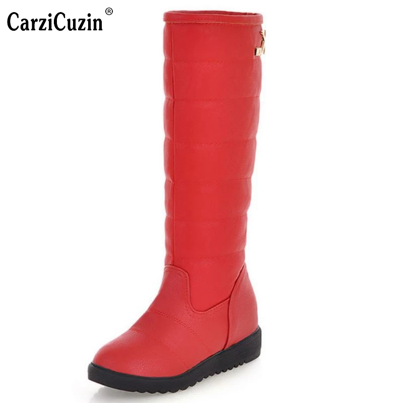 34 Flache Frauen Plattform Boot Warm Schuhe Schnee Halb Mitte Wade weiß Fashion Botas 39 Stiefel Winter Lady Schwarzes rot Baumwolle Kurze Größe K00230 TdwqCfdr