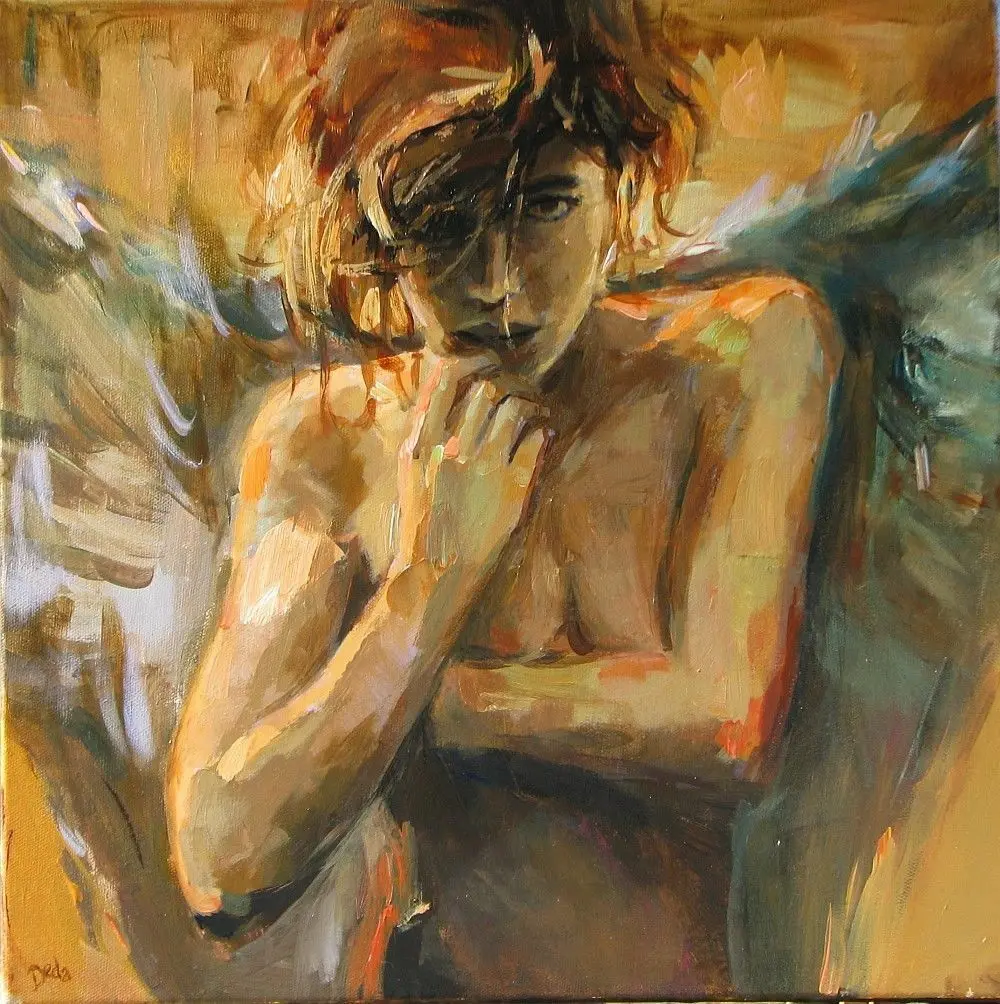 

abstract portrait 100% hand painted angel girl art oil painting canvas