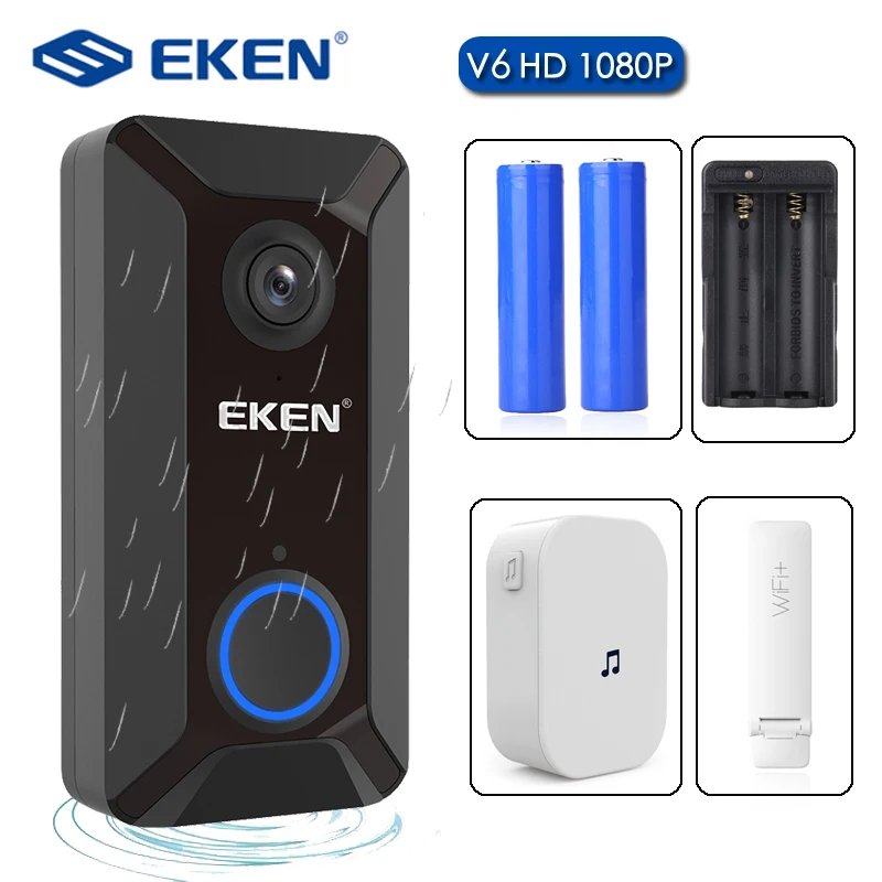 

EKEN V6 Smart WiFi Video Doorbell Camera Visual Intercom With Chime Night Vision IP Door Bell Wireless Home Security Camera