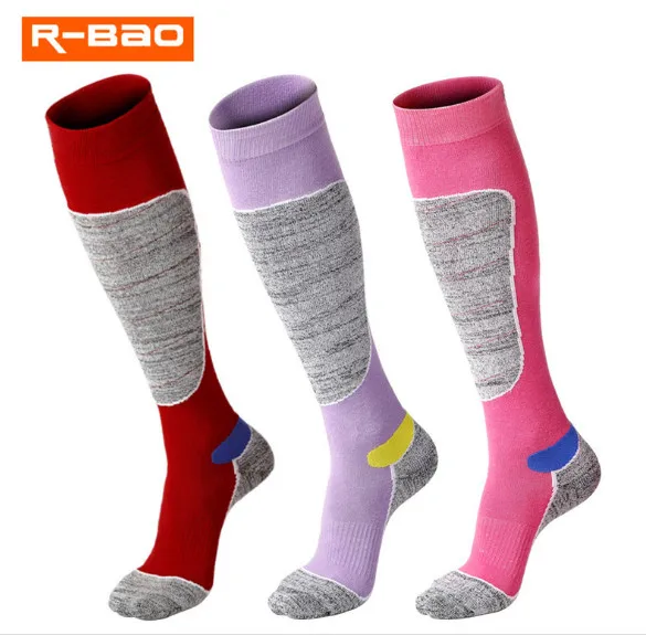 Лыжные носки(2 пар/лот) R-BAO/RB3323 хлопковые мужские и женские спортивные носки теплые носки для пешего туризма на открытом воздухе - Цвет: mix color for women