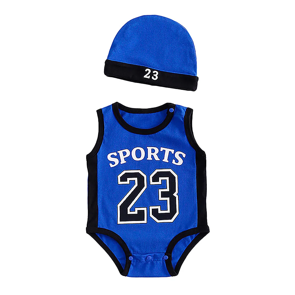 Одежда для новорожденных мальчиков и девочек Jordan 23, комбинезон с шапкой для малышей, спортивный костюм без рукавов для занятий спортом, комбинезон
