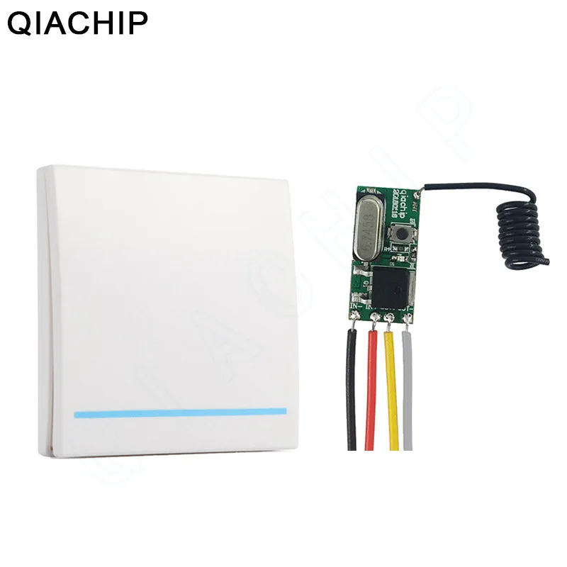 

QIACHIP 433Mhz 3.6V 12V 24V 1CH Wireless Remote Control Switch RF Receiver Controller LED Light 86 Wall Panel Radio Transmitter