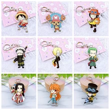 LLavero de dibujo animado japonés de una pieza, acrílico, Twoside, Mini figuras de dibujos animados, llaveros, Portachiavi, Juguetes