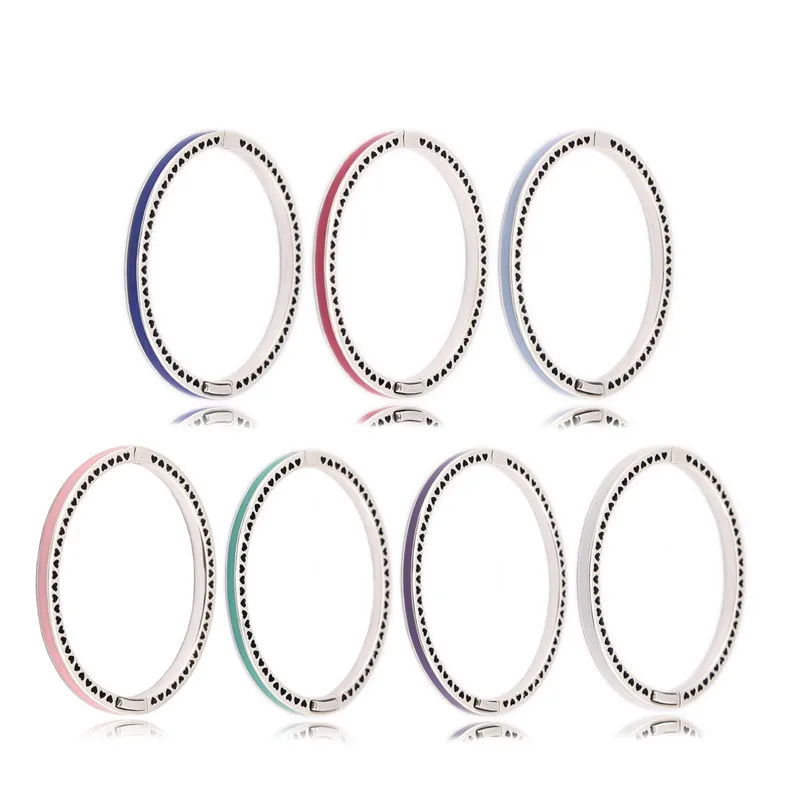 

Authentic 925 Sterling Silver 7 Colors Glue Bead Charm Bracelet Fit Radiant Hearts Of Pandora Bangle With For Women DIY Jewelry