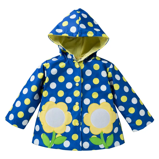 Cheap Sale Waterproof Kids Raincoat Polka Dot Floral Wind Resistant