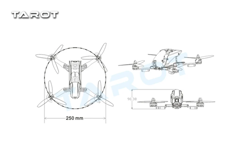 Рама robocat от Tarot TL250C 250 мм Углеродистой волоконный Квадроцикл с защитной крышкой для дистанционным управлением и съемкой от первого лица