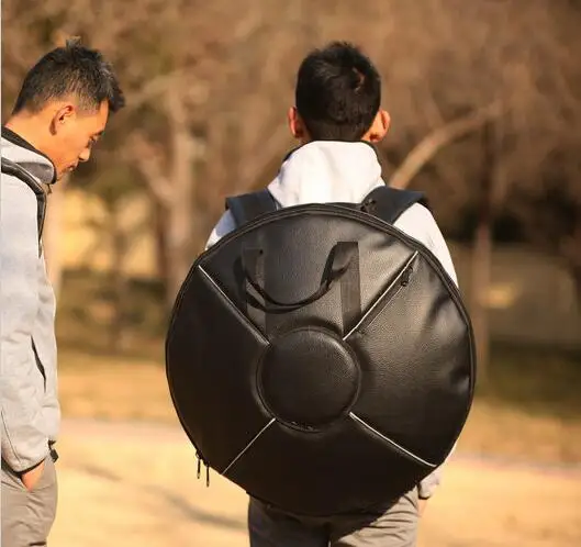 

Leather Hang Drum bag protection HandPan case cover black color thicken Hang cover shoulder straps
