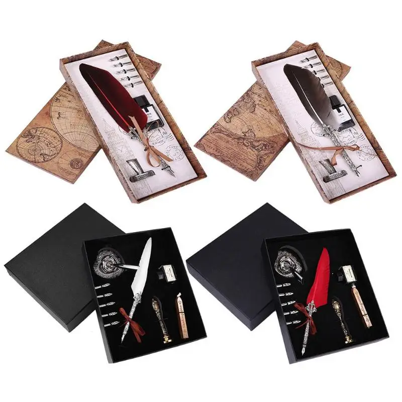 

Retro Feather Calligraphy Writing Dip Pen Stationery Office Wedding Gift