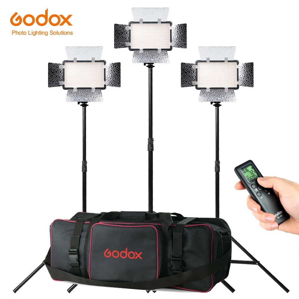 DHL 3X Godox LED308C II 3300-5600K видео светильник+ 200 см светильник+ CB-05 сумка для переноски видео Студийный светильник s