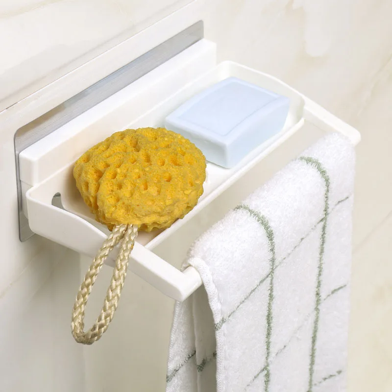 Plastic Strong Suction Shower Rack Soap Towel Holder Shelf Bathroom