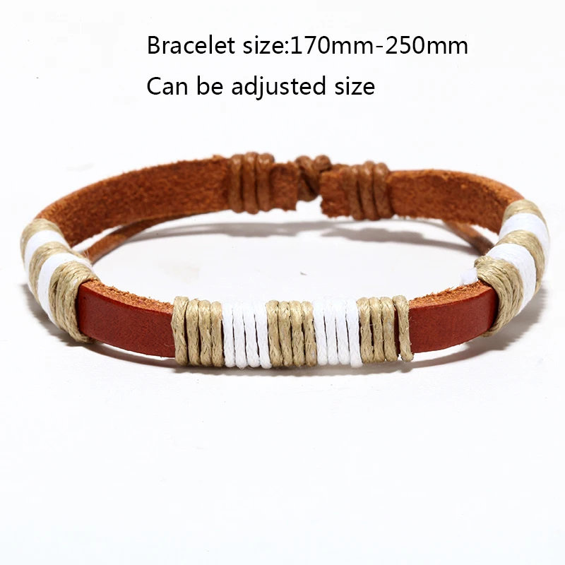 Mcllroy genuine leather bracelets rope belt chain wristband bangle adjustable trendy men bracelet jewelry joyeria dropshipping