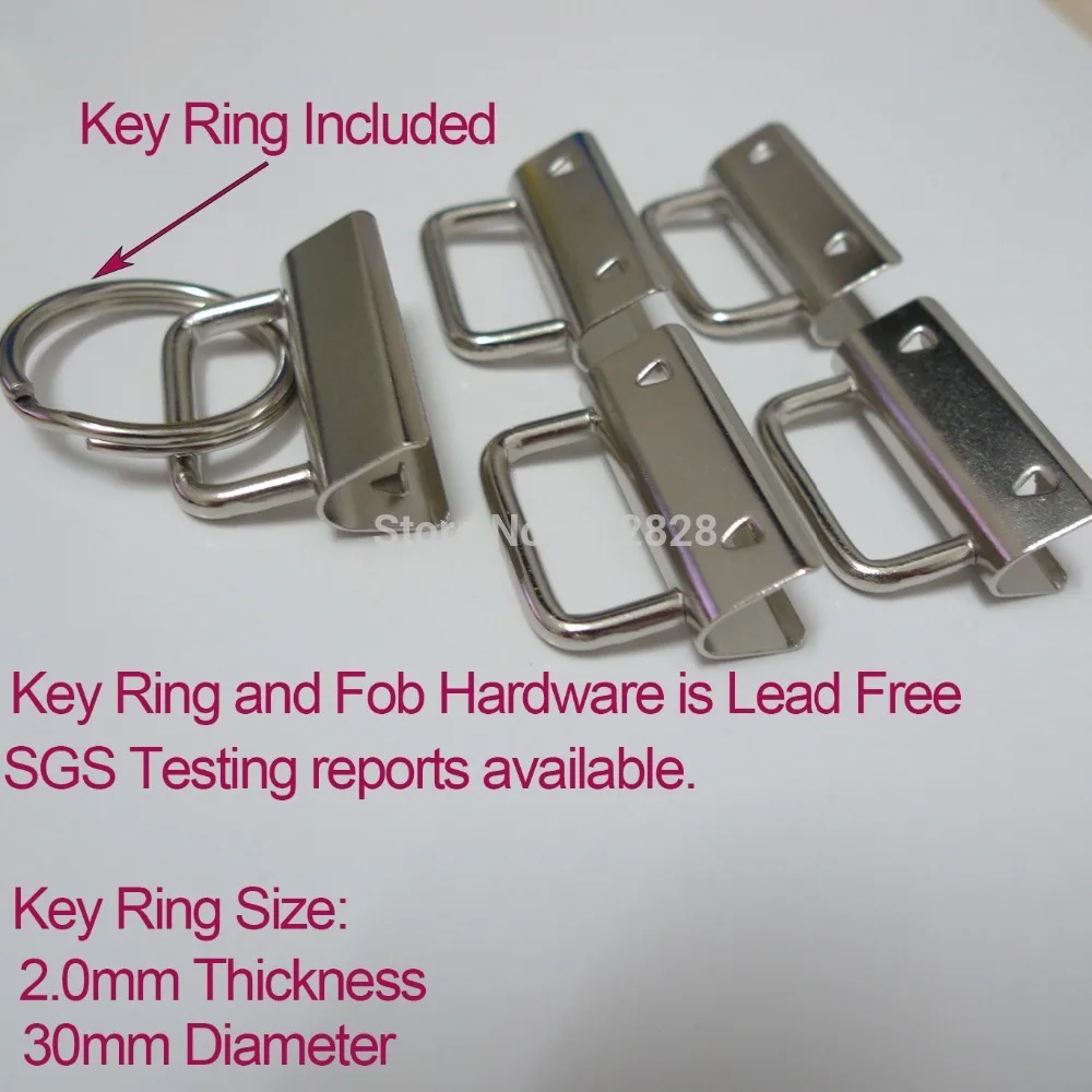 

50 Sets 32mm Key Fob Chain Hardware DIY sets with Key Ring LEAD FREE