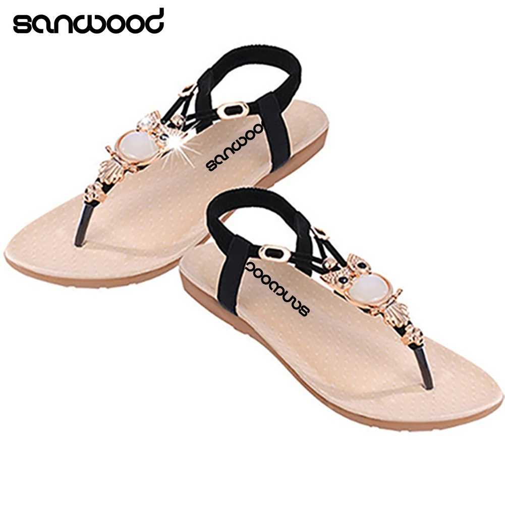 

2016 New Arrival Women's Fashion Summer Roman Style Rhinestone Flat Flip Flops Sandals Shoes