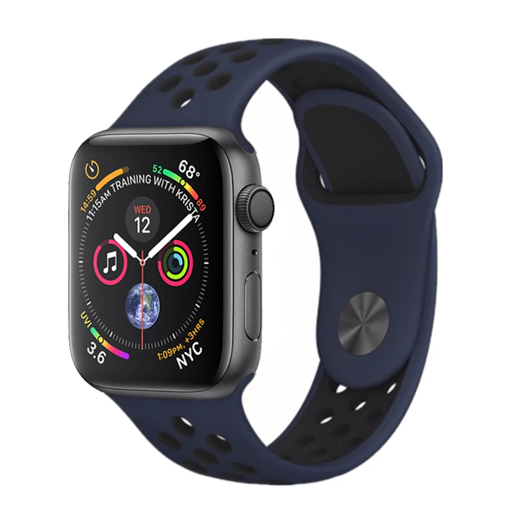 Ремешок для apple watch 4 5 ремешок 44 мм 40 мм iwatch ремешок 42 мм 38 мм силиконовый спортивный браслет для apple watch 4 3