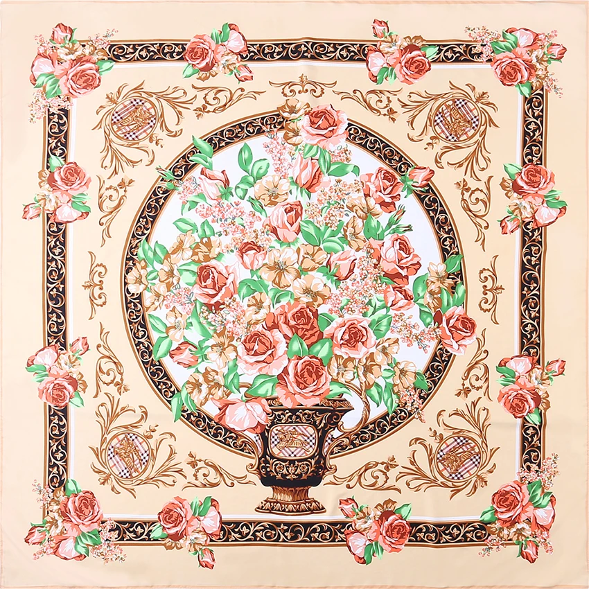 

O CHUANG Silk Scarf Women 100% Twill Square Scarves Wrap Shawl Beach towel Foulard Lady echarpe 130*130cm
