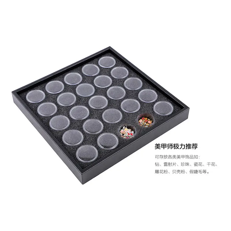 Empty 25/50 Space Nail Art Powder Gems Rhinestone Storage Container Case Box Plate Manicure Tool 4