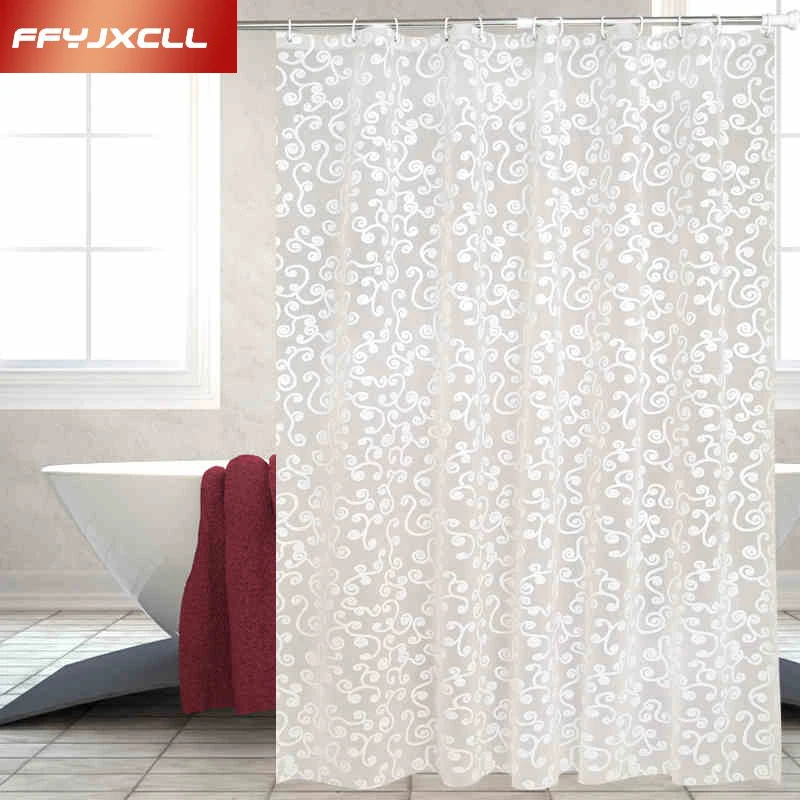 Europe White PEVA Bath Curtains Flower Eco friendly Waterproof Shower