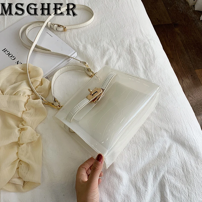 

MSGHER Hnabdbags Women Summer Transparent Small Shoulder Bags Female Fashion Candy Color Jelly Bags Quality Composite Bag