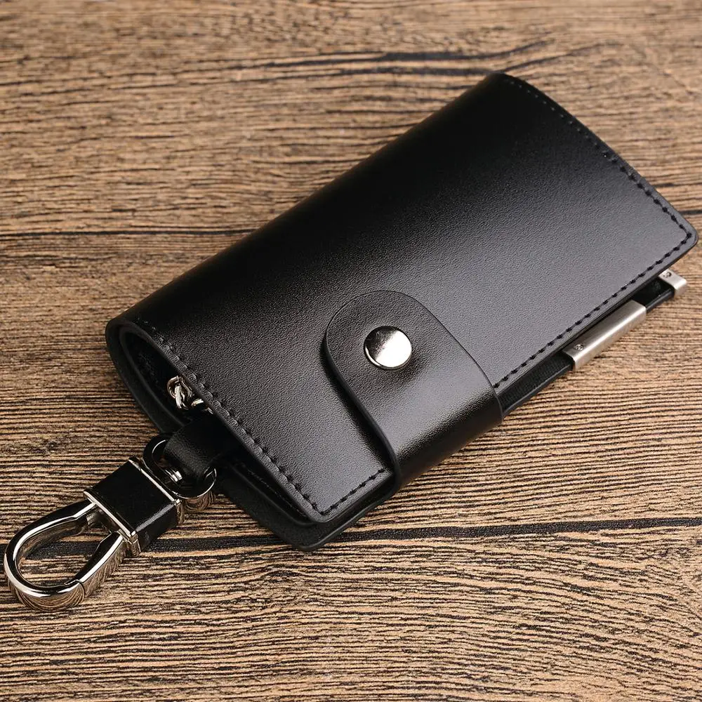 WilliamPOLO Men Key Holder Wallet Small Car Key Organizer Genuine Leather Keychain Bag Cover ...