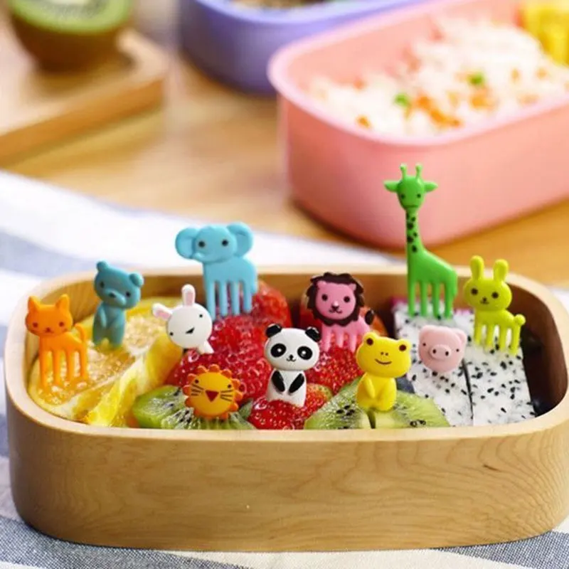 2 упаковки, специальный дизайн, Bento Kawaii, животные, еда, фрукты, выбор вилки, Ланч-бокс, аксессуар, Декор, инструмент#81167