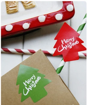 

80Pcs 2019 Hot Sale Merry Christmas Tree Red Green Seal Sealing Label Kraft Sticker Baking DIY Work Gift Stickers M1005