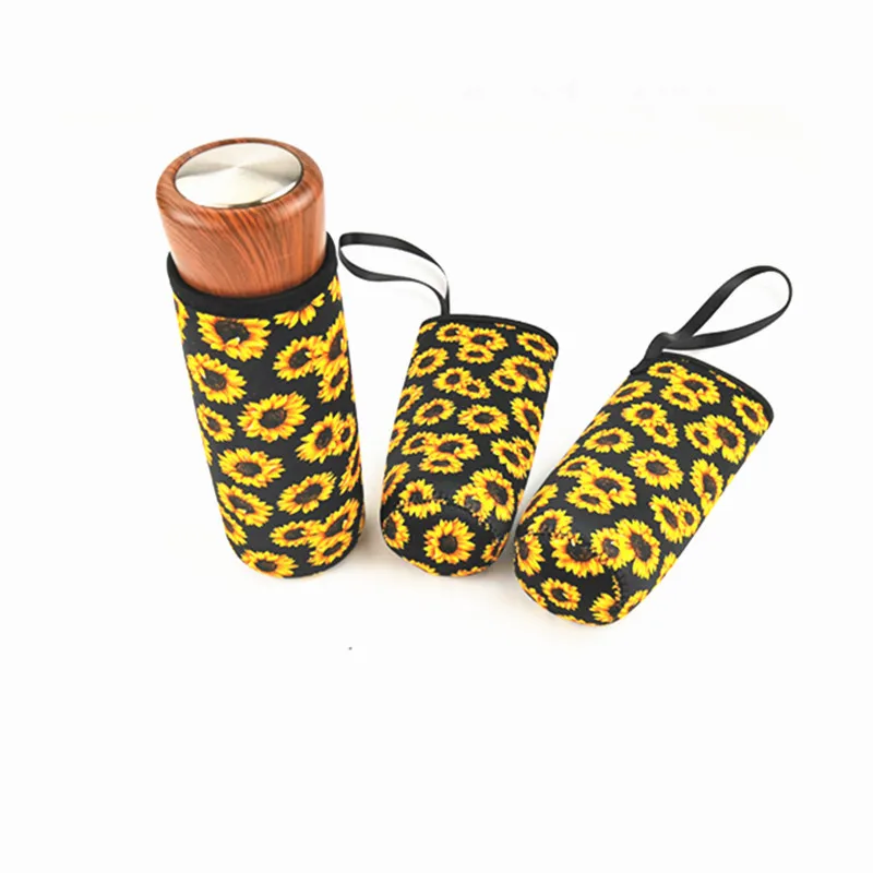 

4Pcs Sunflower Baseball Sport Collapsible Water Bottle Cover Neoprene Insulator Sleeve Bag Case Pouch Drawstring Cooler 500ml