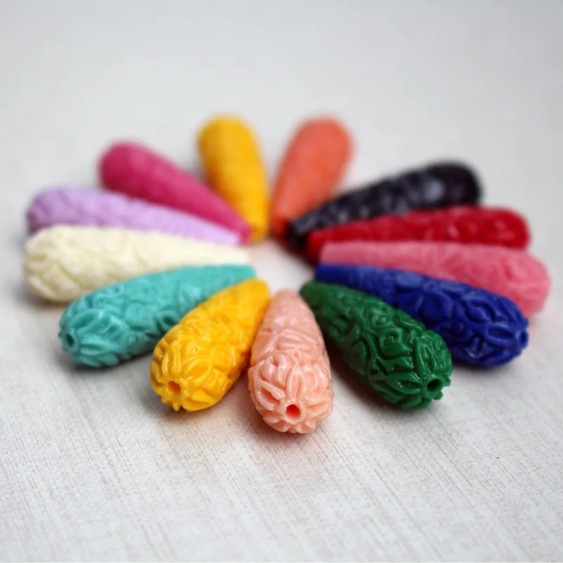 

10Pieces/Lot 27mm 33mm 40mm Coral beads Large Coral Flower beads Drop Shape Cabochon Mix color for Jewelry making