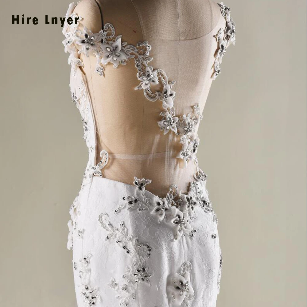Нанимайте LNYER Vestido De Noiva Sereia блестящие кружевные аппликационные цветы перспектива сексуальные свадебные платья Русалка Турция