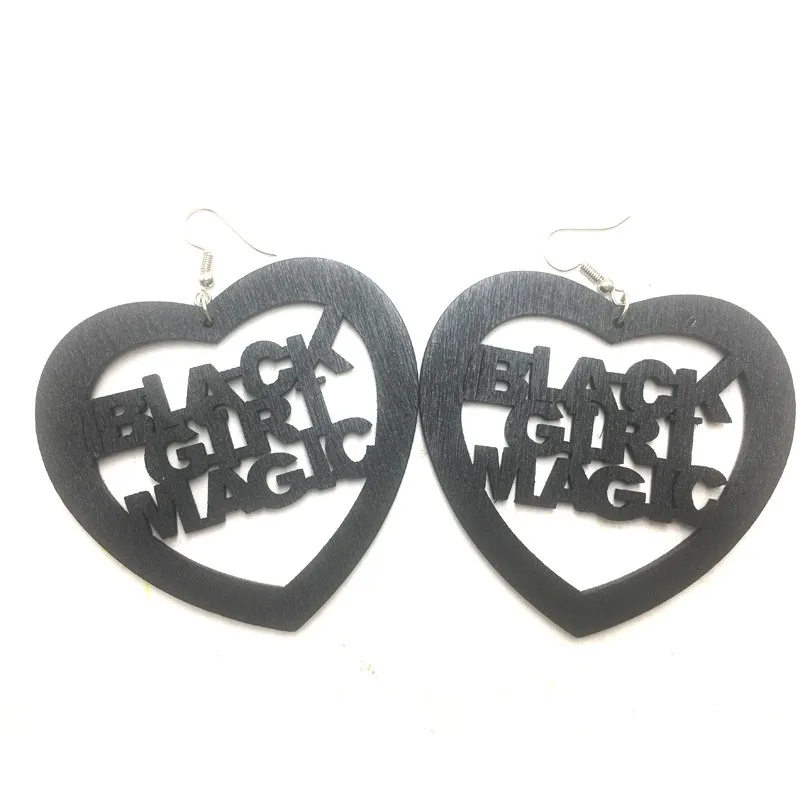 

5 pairs/lot Laser cut Black Girl Magic Wooden Earrings