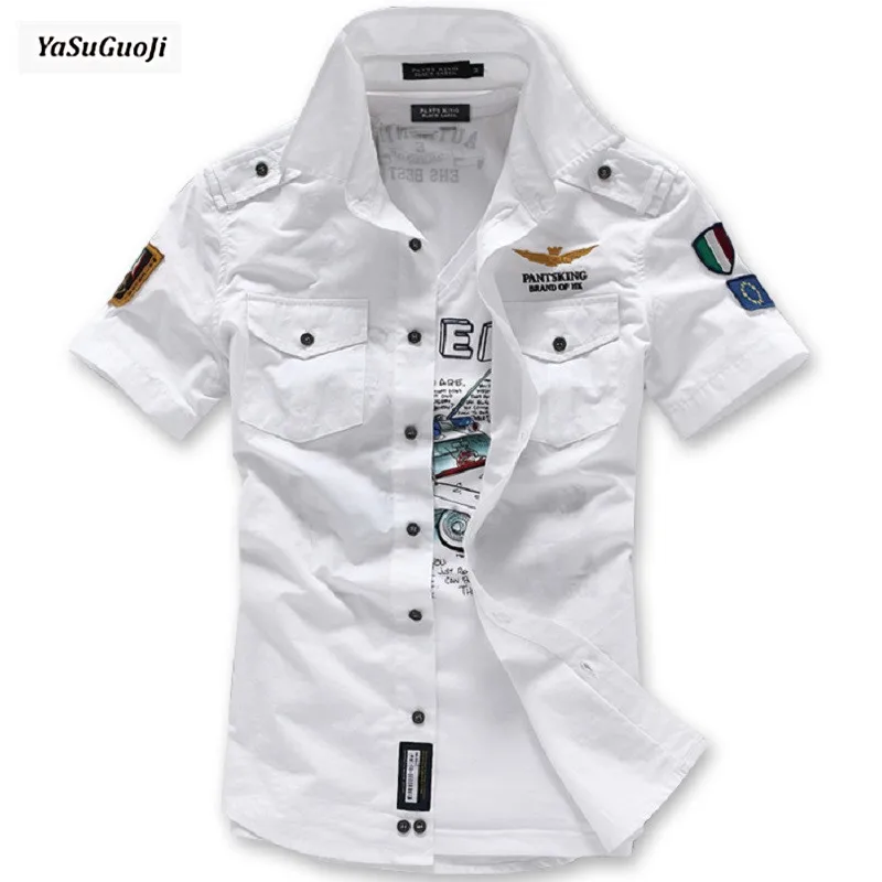 New 2019 summer fashion brand military style shirts custom air embroidered chapter short-sleeve shirt men chemise homme /DCS6 New 2019 summer fashion brand military style shirts custom air embroidered chapter short-sleeve shirt men chemise homme /DCS6