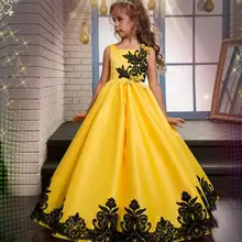 Платья для девочек вечерние рождественские платья принцессы Красота и чудовище на Хэллоуин для девочек Свадебные длинное платье для 10 лет DF67