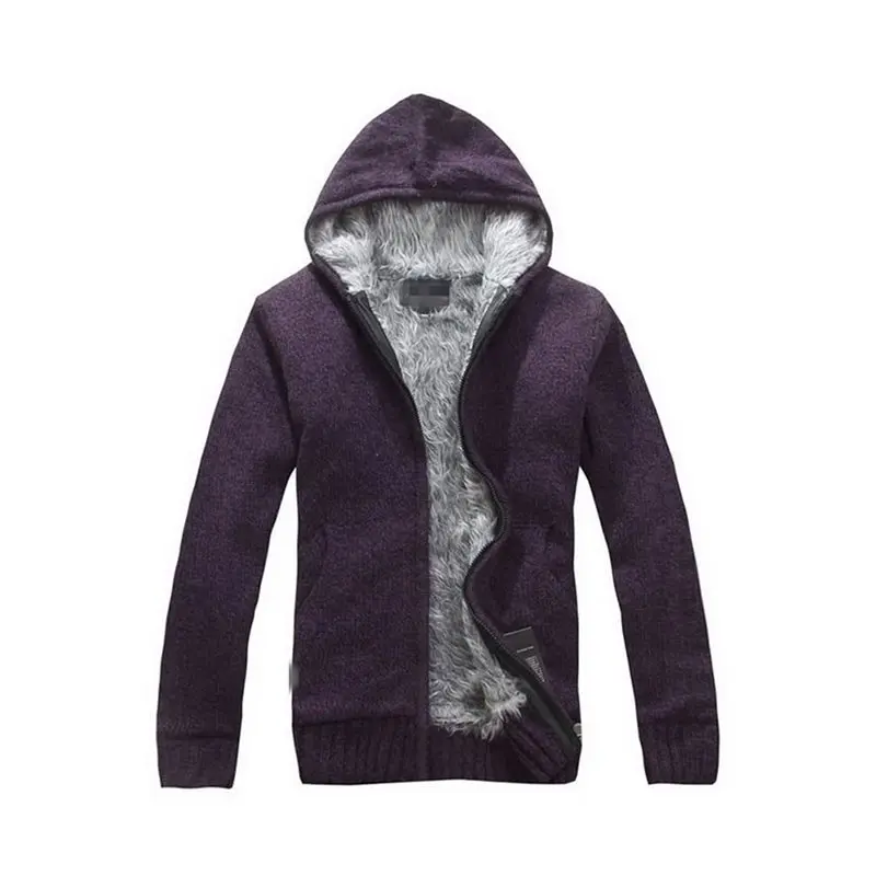 2019 Autumn Winter Men's Sweater Coat Faux Fur Wool Sweater Jackets Men Zipper Knitted Thick Coat Casual Knitwear Warm Outwear