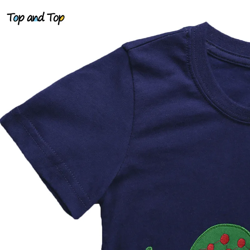 Топ и топ мультфильм динозавра Футболка для мальчиков летние Детская одежда малыша хлопок футболки для маленьких мальчиков детская футболка