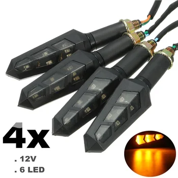 

4pcs/2 Pairs 128mm Amber 12V 6 LED ABS Plastic Motorcycle Bike Turn Signal Indicator Light Turning Lamp