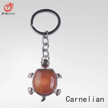 Natura Stone key chain turtle key ring animal tortoise metal crystal agate semi precious stones Christmas gifts to girls and boy