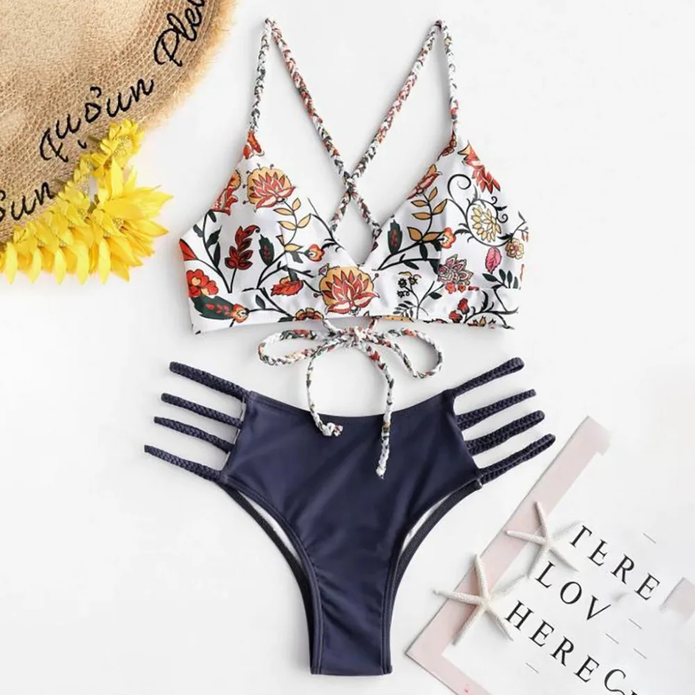 2019  woman cut flowers sexy bikini sand suit beach split Brazilian swimwear summer swimsuit push up bikinis mujer brasile 40J4 (9)