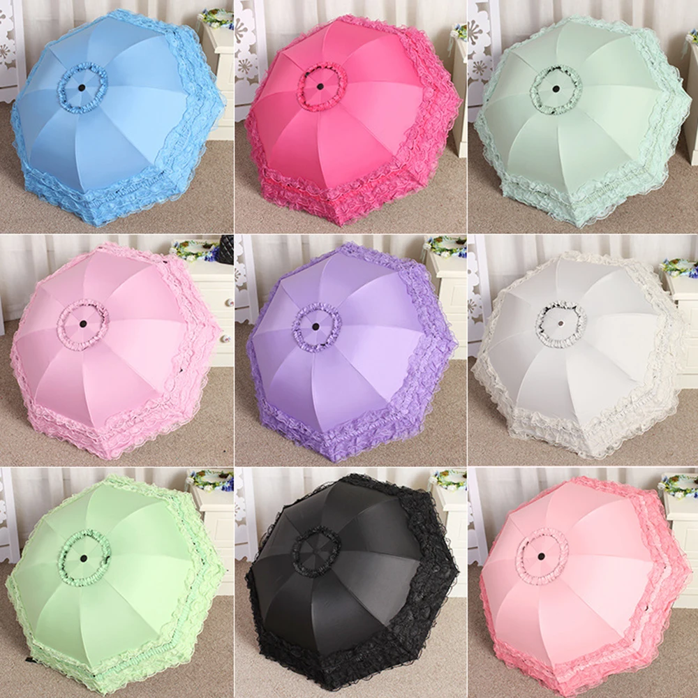 Lovely Lace Princess Umbrella Fashion Women Creative Arched Sun