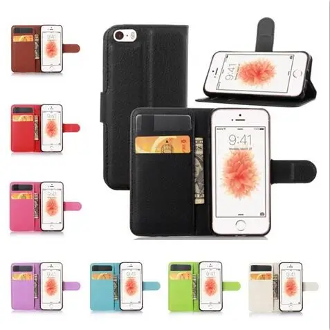 

Wallet Flip PU Leather Phone Case Cover for iPhone 4 4S 4G 5 5G 5S SE 5C 6 6S 7 Plus with Card Holder and Stand Function