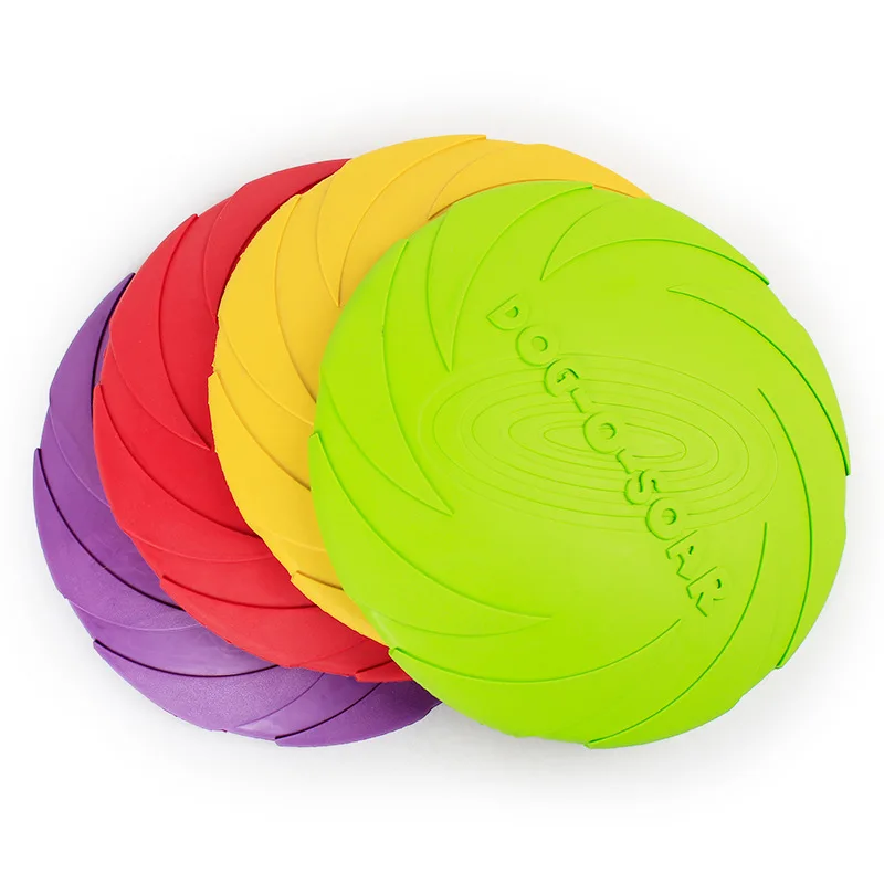 

2019 Dog Toys Flying Disc Resistance Bite Fetch Interactive Frisby for Labrador Soft Rubber Training Pet Products 15/18/22cm