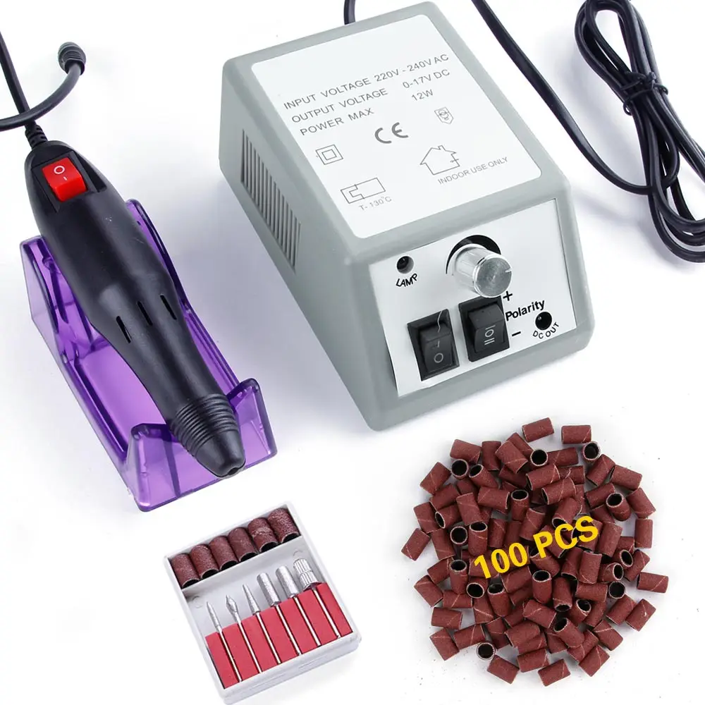 

Electric Manicure Drill Machine Set 100pcs Sanding Bands Nail Drill Bits File 180 Pen Pedicure tools Professional Kit