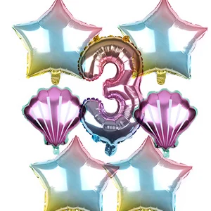 number 3 7 шт./компл. Anniversaire вечерние поставить Фольга шары набор Пол раскрыть воздушный шар с гелием воздушные шары Свадебная вечеринка украшения - Цвет: number 3