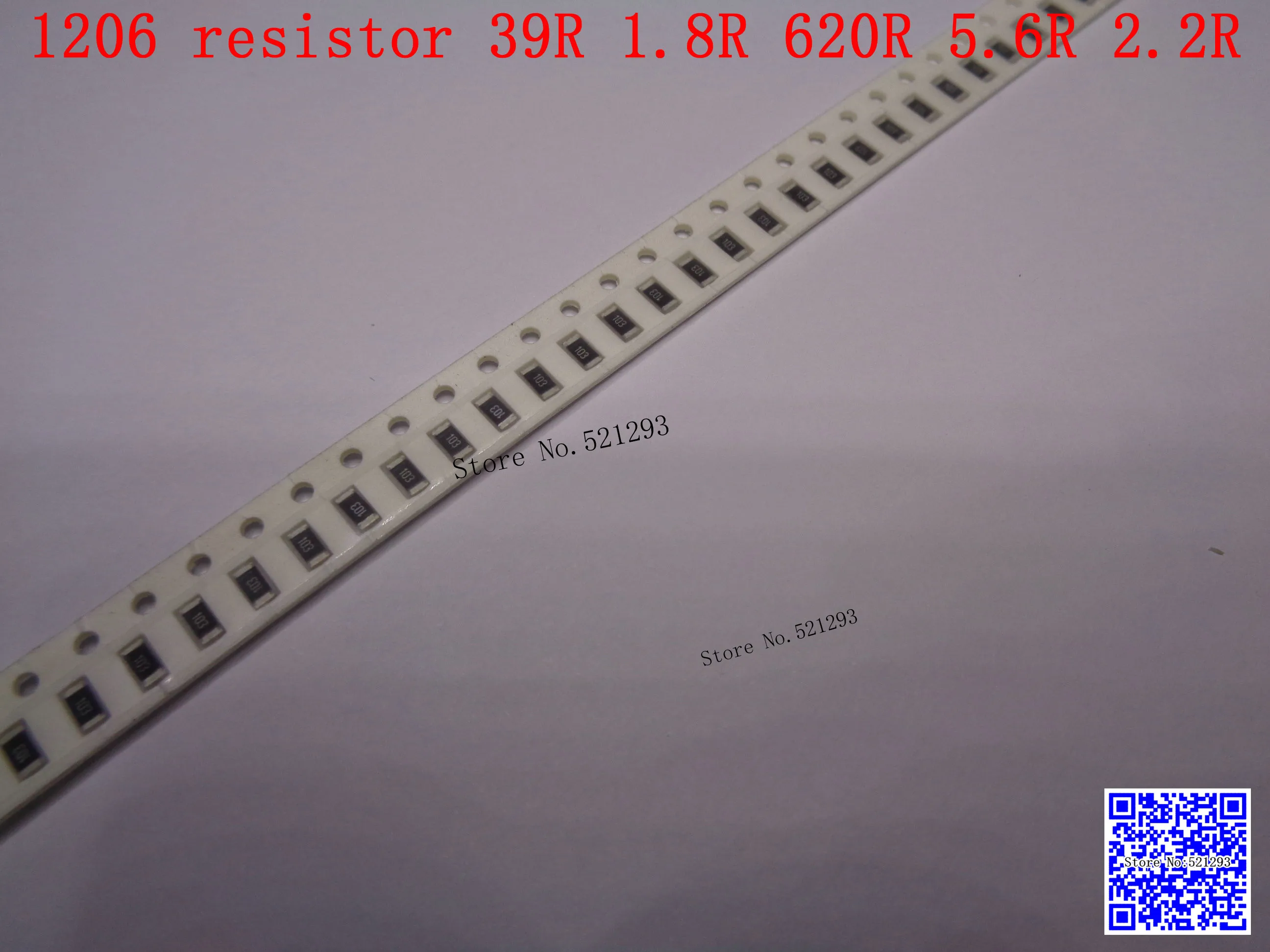 

1206 F SMD resistor 1/4W 39R 1.8R 620R 5.6R 2.2R ohm 1% 3216 Chip resistor 500PCS/LOT