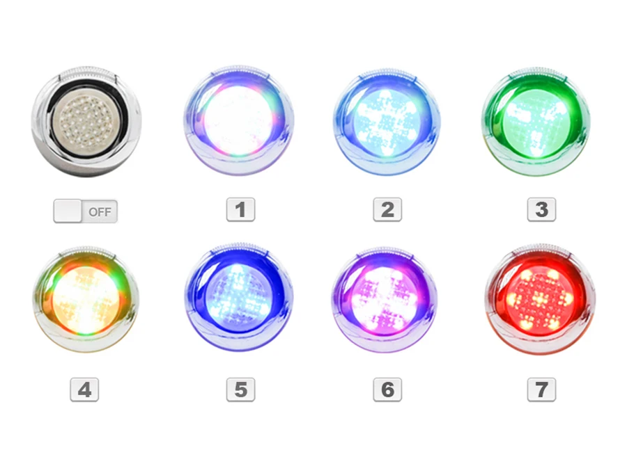 AC 12V Diameter 6.3cm ABS Colorful LED Light For Shower Room 7 Colors Self-Changing Waterproof LED Lighting Bathroom Accessories