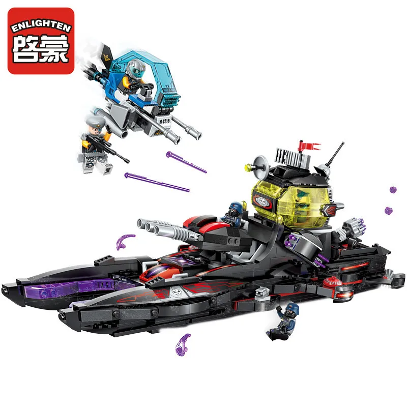 

Enlighten 675pcs Building Blocks High-Tech Era Black Shark Cruiser Educational Technic Bricks Toy For Boy Gift Brinquedos Toys
