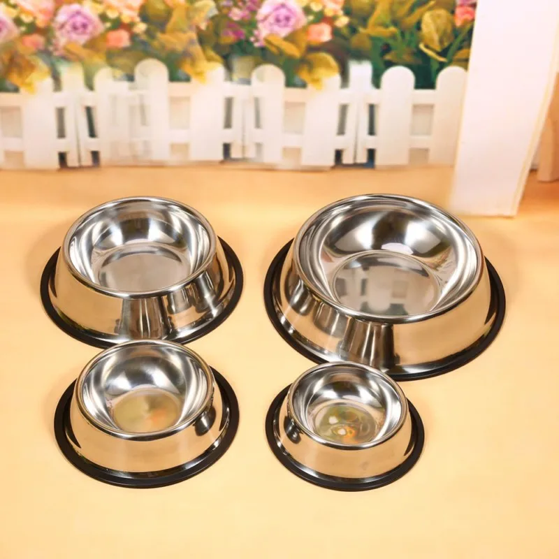 Double Stainless Steel Dog Bowls Paint Pet Cat Bowls Puppy Cats Food Drink Water Feeder Pets Supplies Non-slip Feeding Dishes (1)